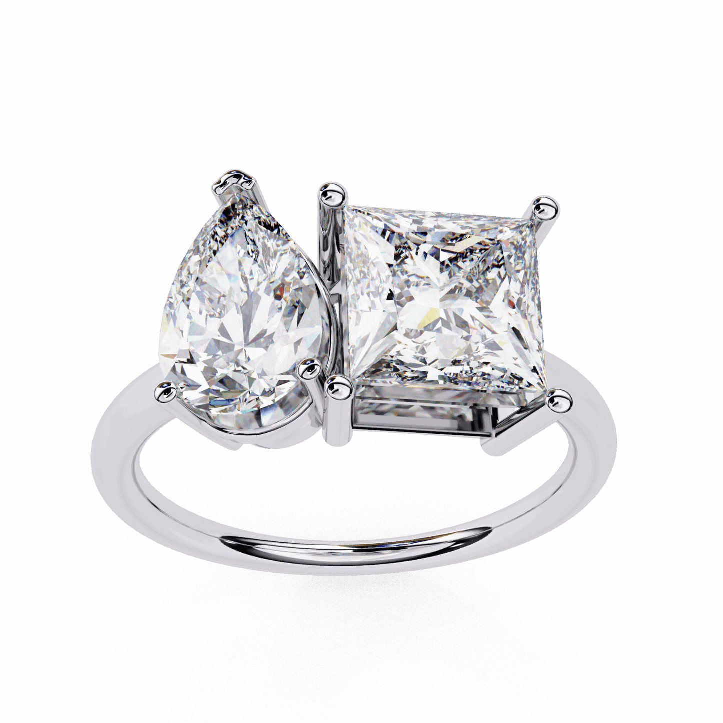 4.25 Carat Pear and Princess Toi et Moi Solitaire in Moissanite | House of Estara
