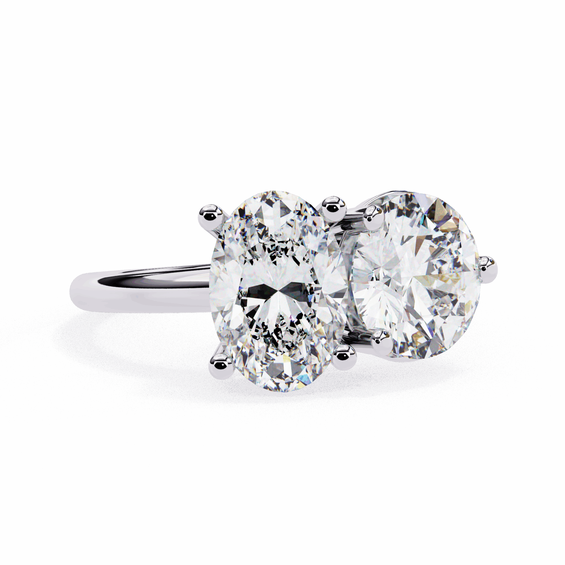 3.25 Carat Oval and Round Toi et Moi Solitaire in Moissanite | House of Estara