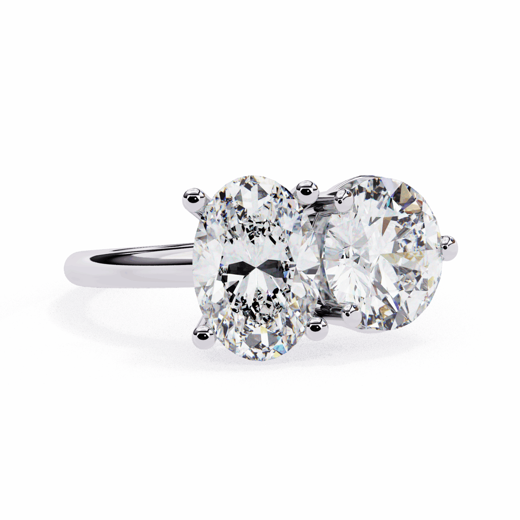 3.25 Carat Oval and Round Toi et Moi Solitaire in Moissanite | House of Estara