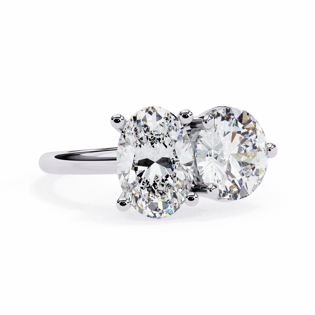 3.25 Carat Oval and Round Toi et Moi Solitaire in Moissanite | House of Estara
