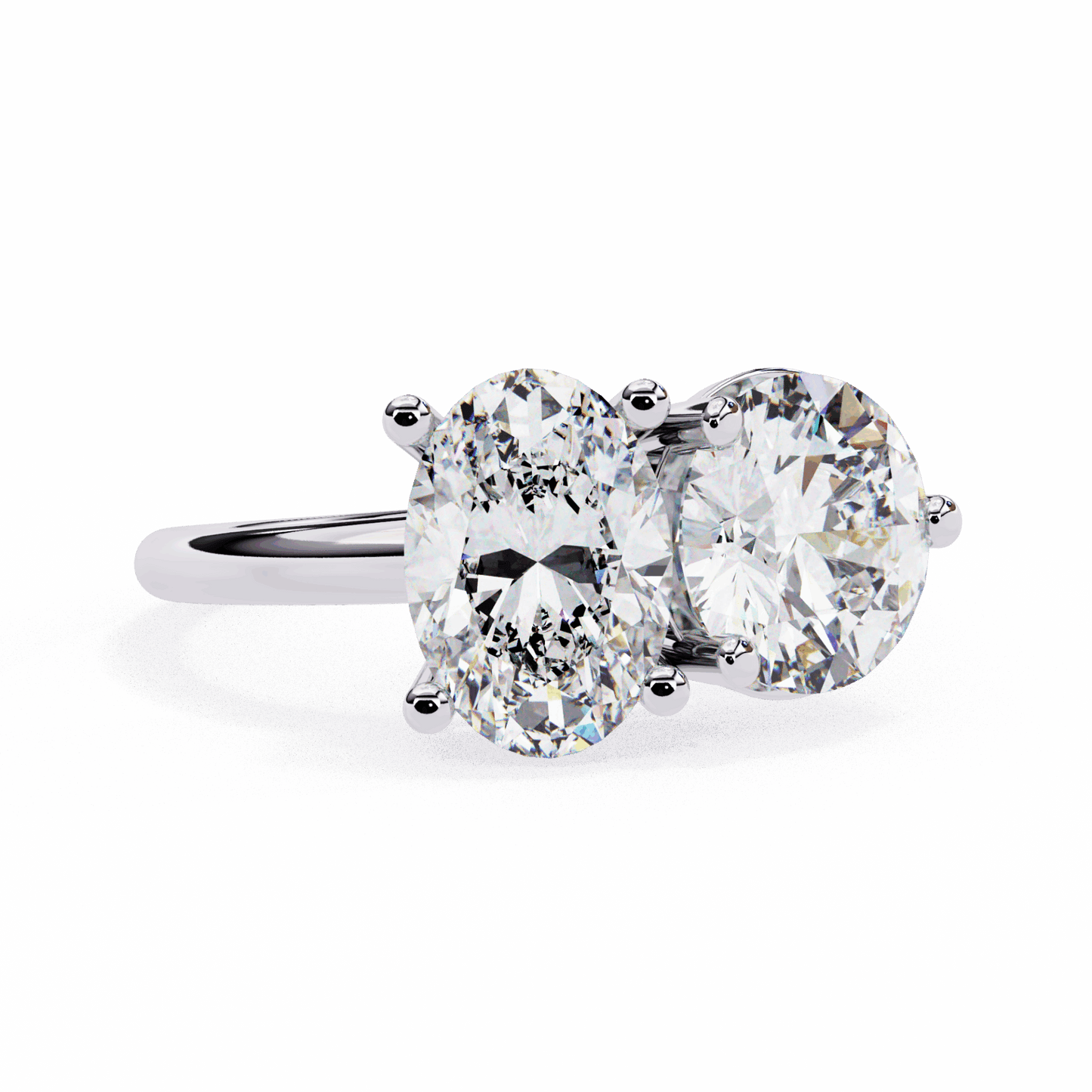 3.25 Carat Oval and Round Toi et Moi Solitaire in Moissanite | House of Estara