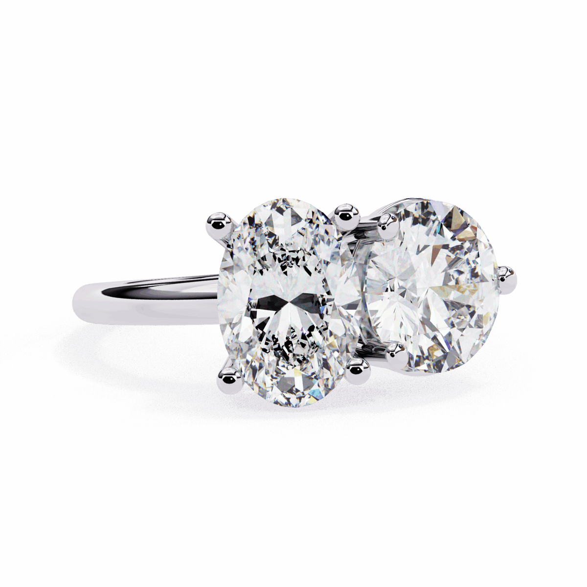3.25 Carat Oval and Round Toi et Moi Solitaire in Moissanite | House of Estara
