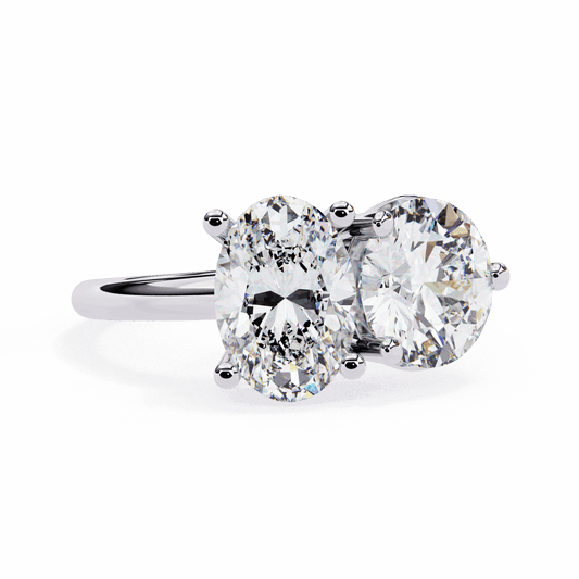 3.25 Carat Oval and Round Toi et Moi Solitaire in Moissanite | House of Estara