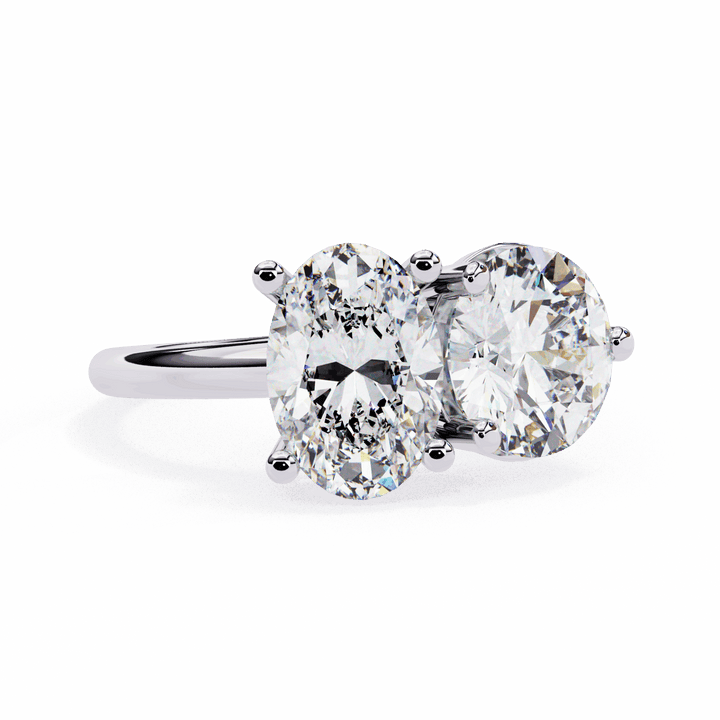 3.25 Carat Oval and Round Toi et Moi Solitaire in Moissanite | House of Estara