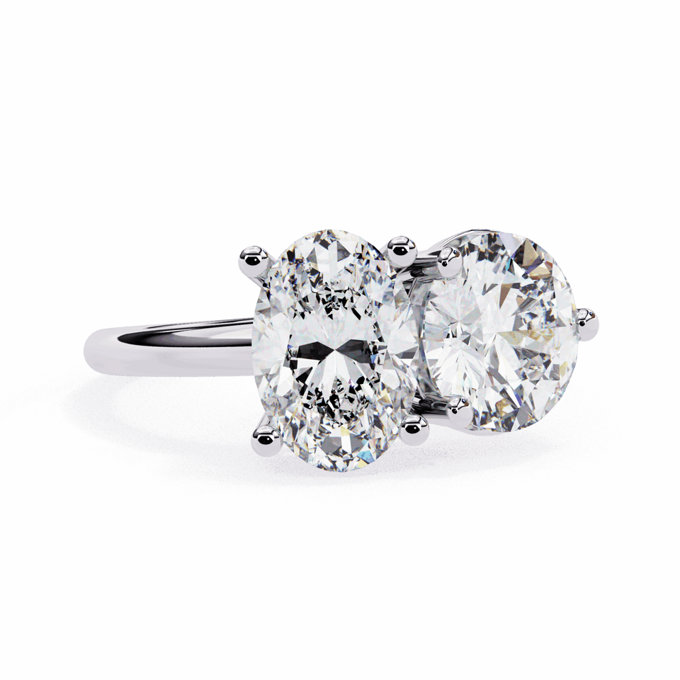 Oval and Round Cut Toi Et Moi Solitaire