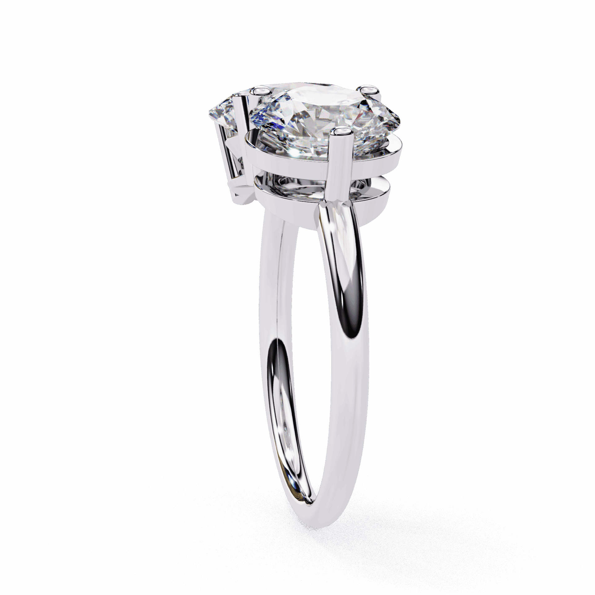 3.25 Carat Oval and Round Toi et Moi Solitaire in Moissanite | House of Estara