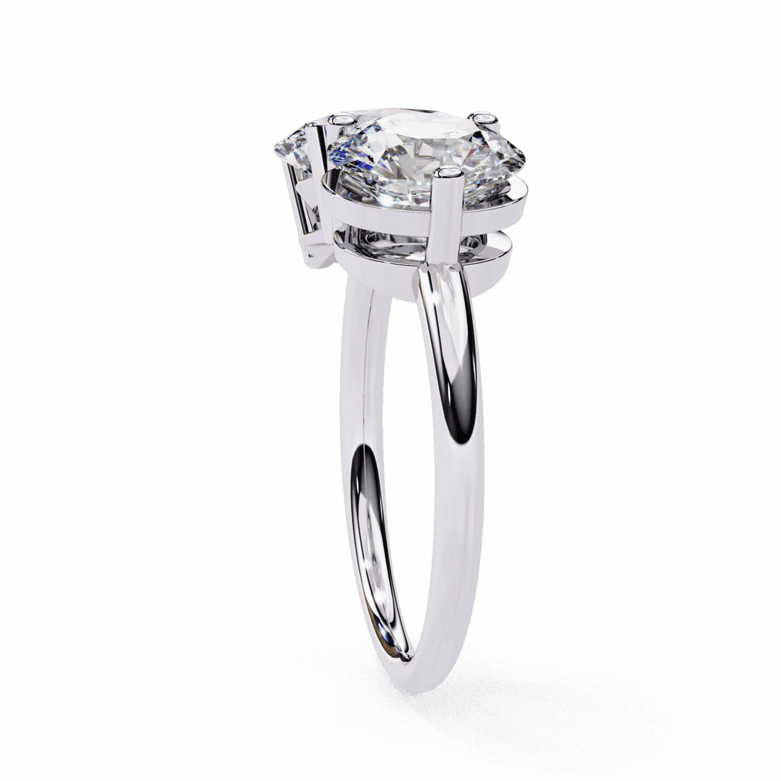 3.25 Carat Oval and Round Toi et Moi Solitaire in Moissanite | House of Estara
