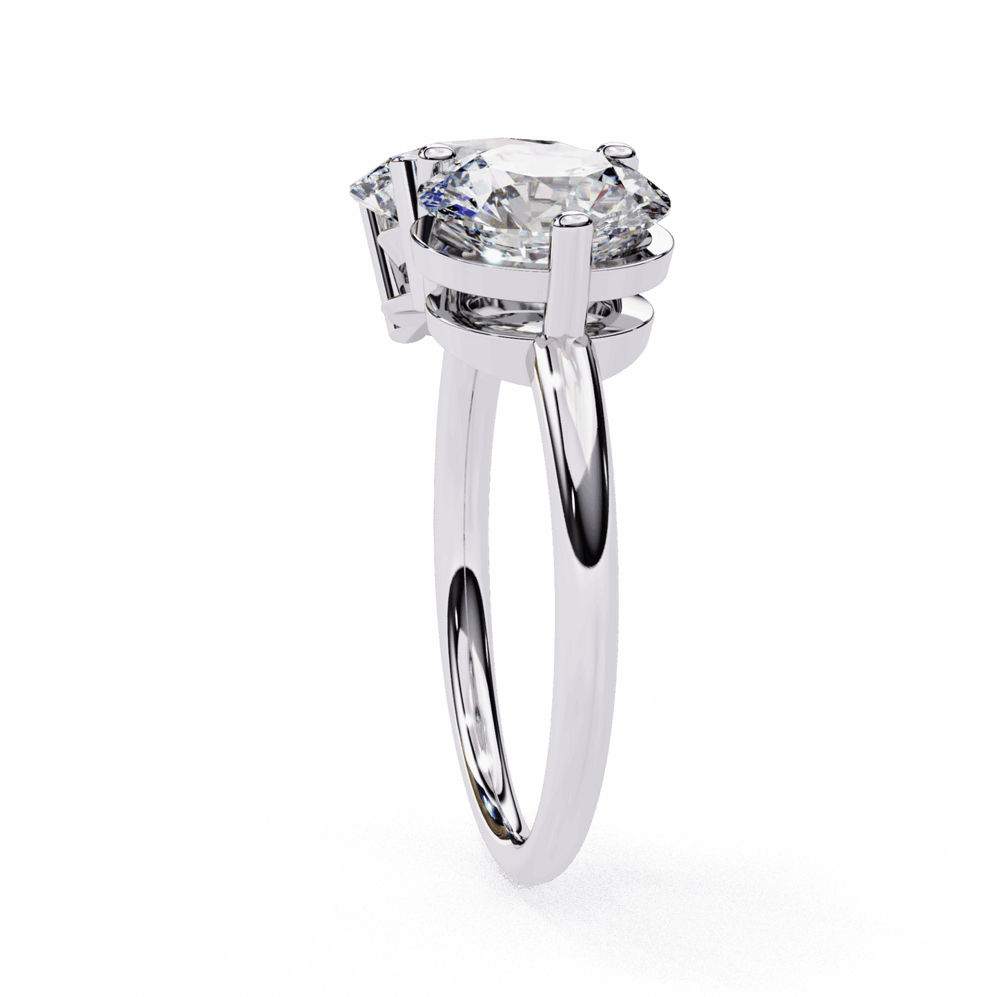 3.25 Carat Oval and Round Toi et Moi Solitaire in Moissanite | House of Estara