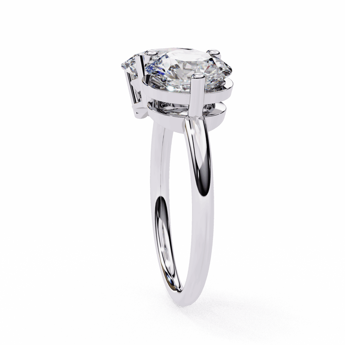 3.25 Carat Oval and Round Toi et Moi Solitaire in Moissanite | House of Estara