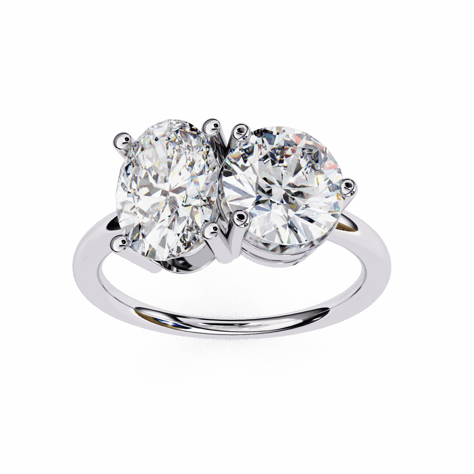 3.25 Carat Oval and Round Toi et Moi Solitaire in Moissanite | House of Estara
