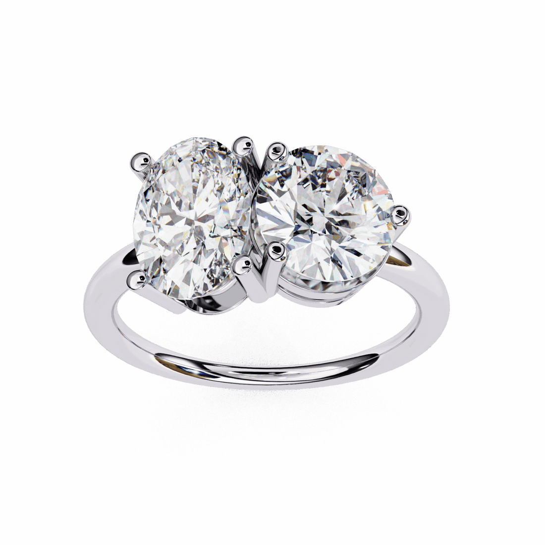 3.25 Carat Oval and Round Toi et Moi Solitaire in Moissanite | House of Estara