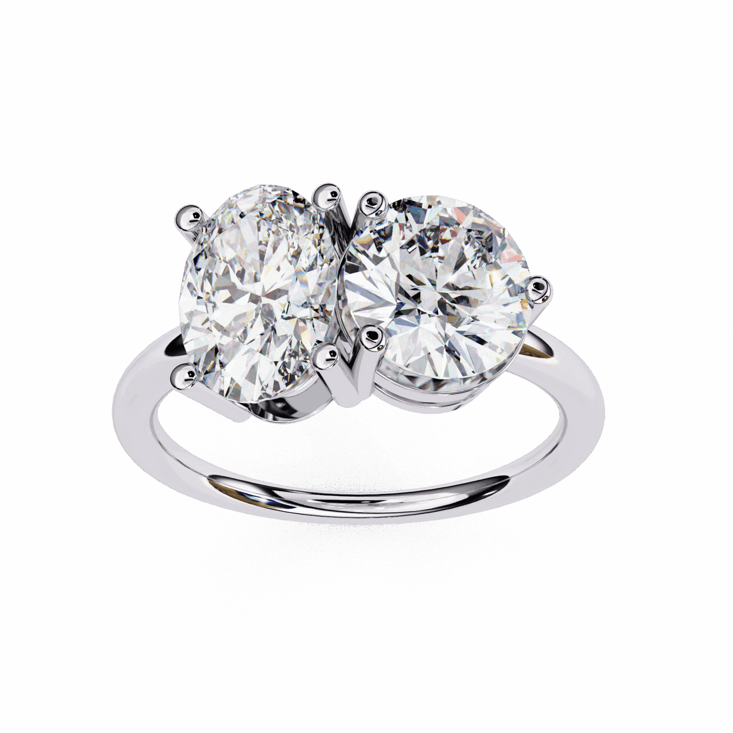 3.25 Carat Oval and Round Toi et Moi Solitaire in Moissanite | House of Estara