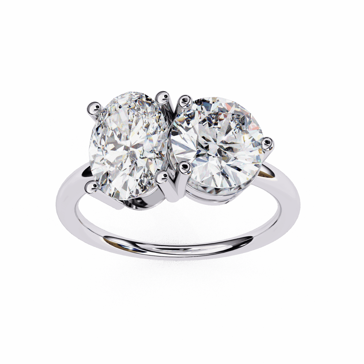 3.25 Carat Oval and Round Toi et Moi Solitaire in Moissanite | House of Estara