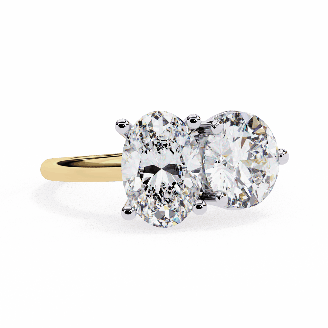 3.25 Carat Oval and Round Toi et Moi Solitaire in Moissanite | House of Estara