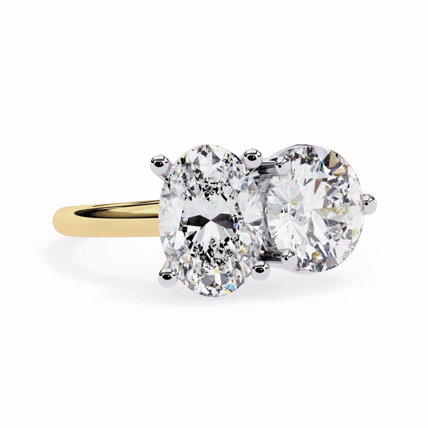 3.25 Carat Oval and Round Toi et Moi Solitaire in Moissanite | House of Estara