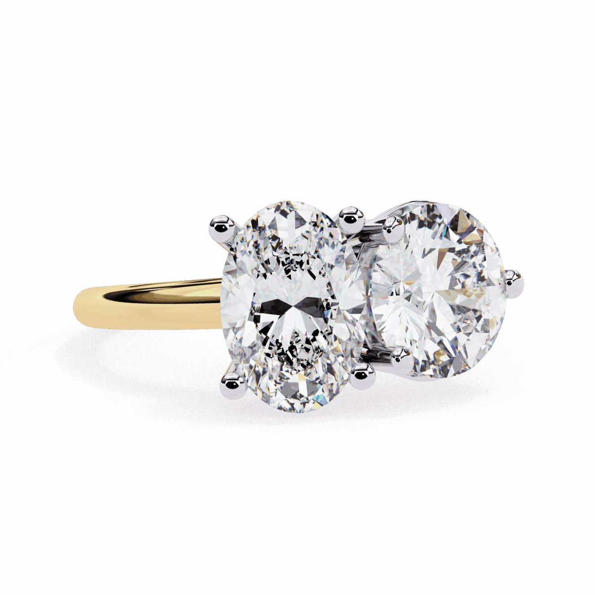 3.25 Carat Oval and Round Toi et Moi Solitaire in Moissanite | House of Estara