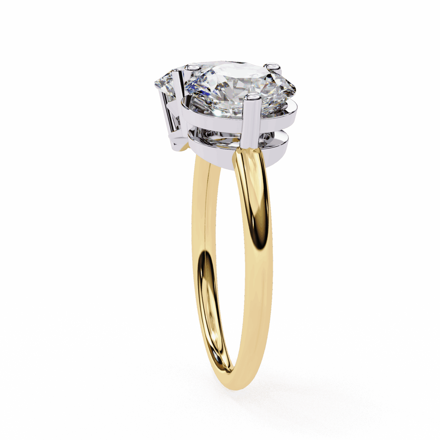 3.25 Carat Oval and Round Toi et Moi Solitaire in Moissanite | House of Estara