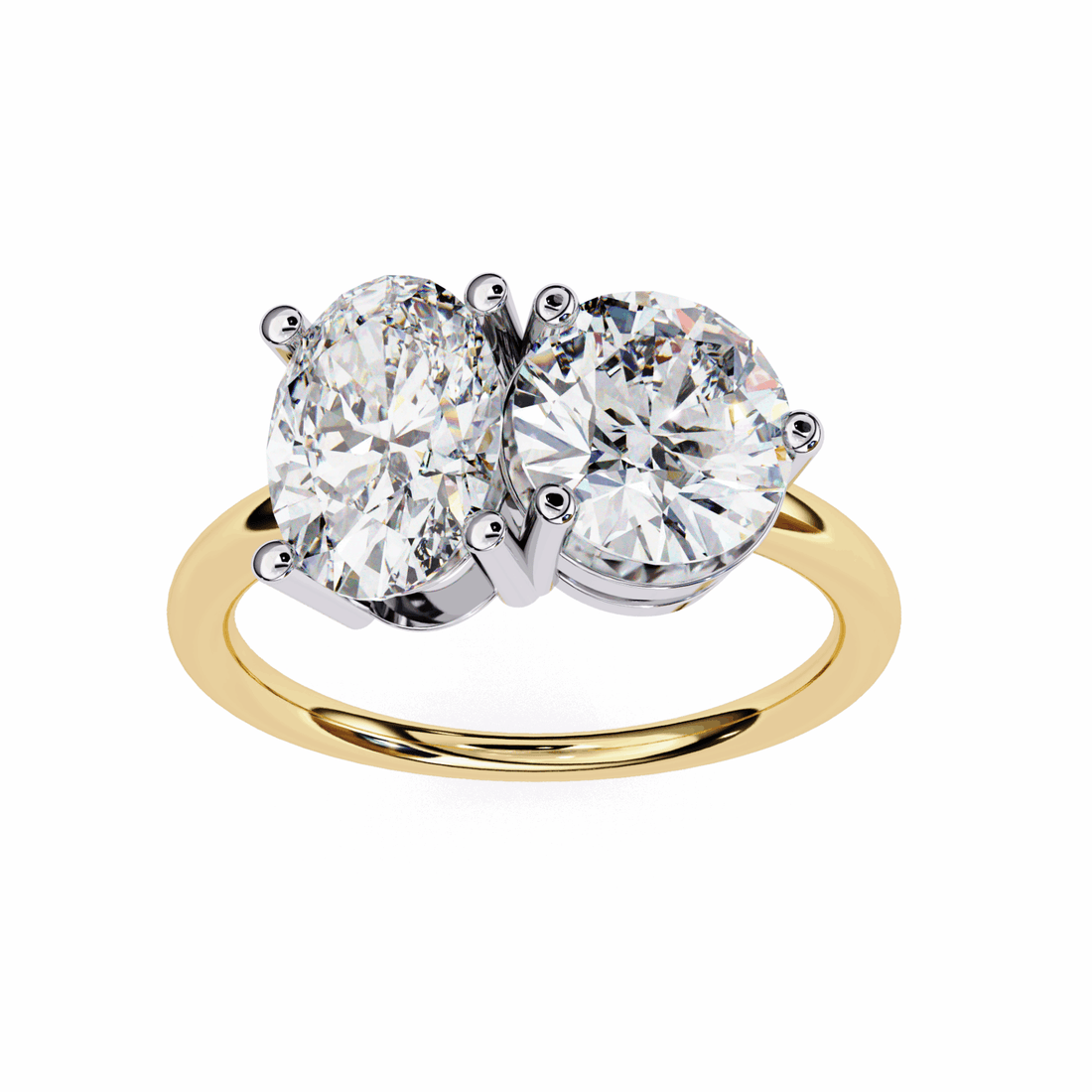 3.25 Carat Oval and Round Toi et Moi Solitaire in Moissanite | House of Estara