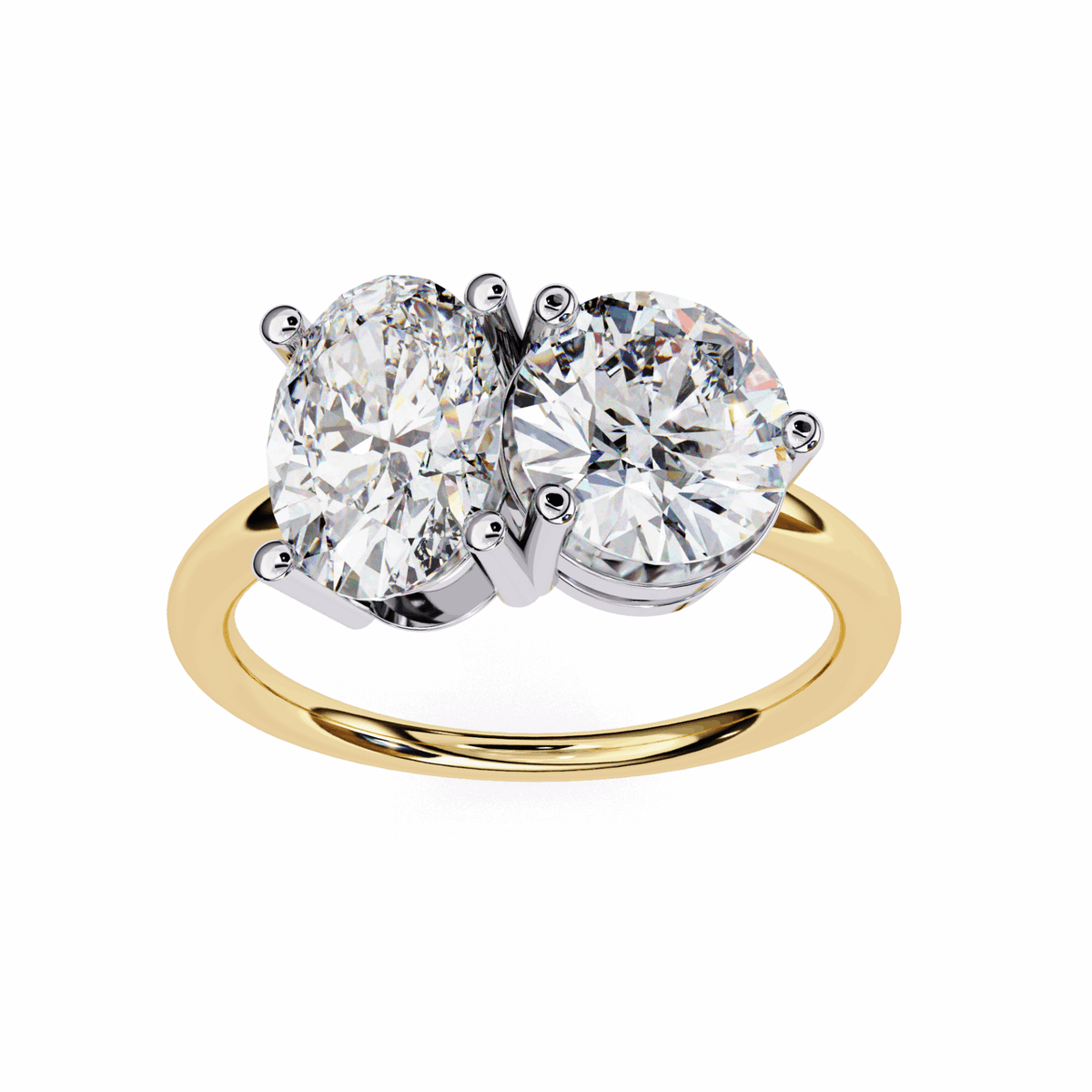 3.25 Carat Oval and Round Toi et Moi Solitaire in Moissanite | House of Estara