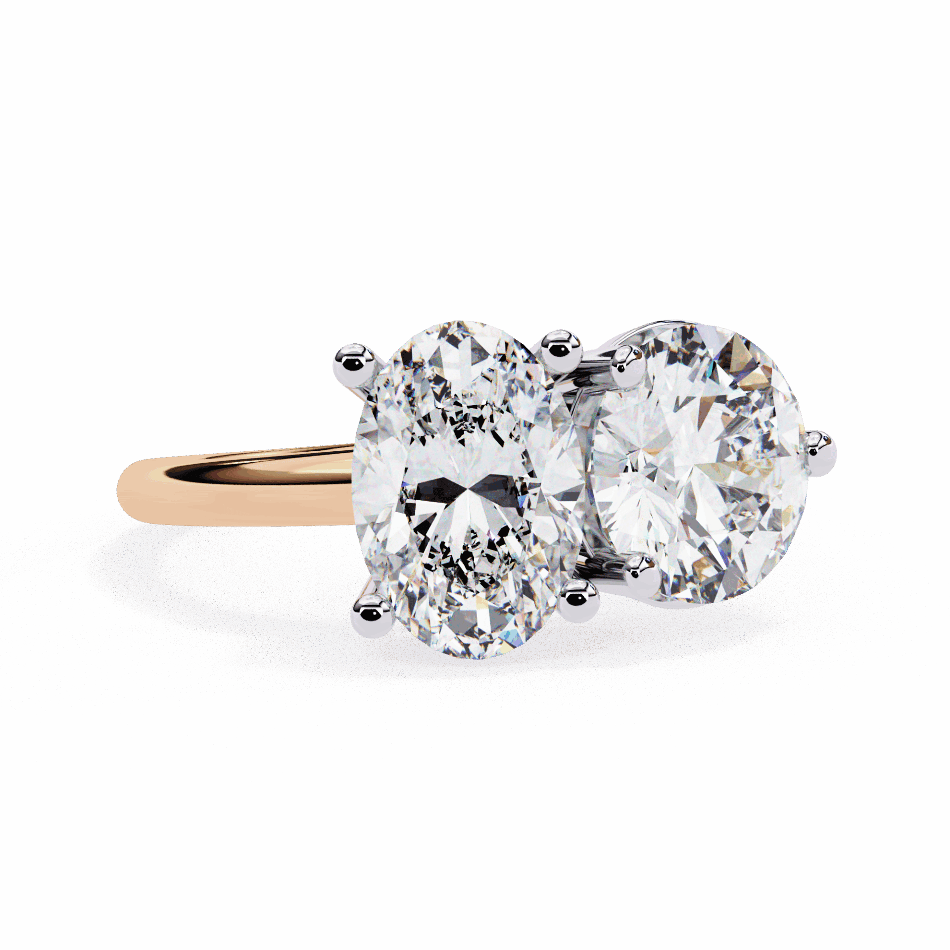 3.25 Carat Oval and Round Toi et Moi Solitaire in Moissanite | House of Estara