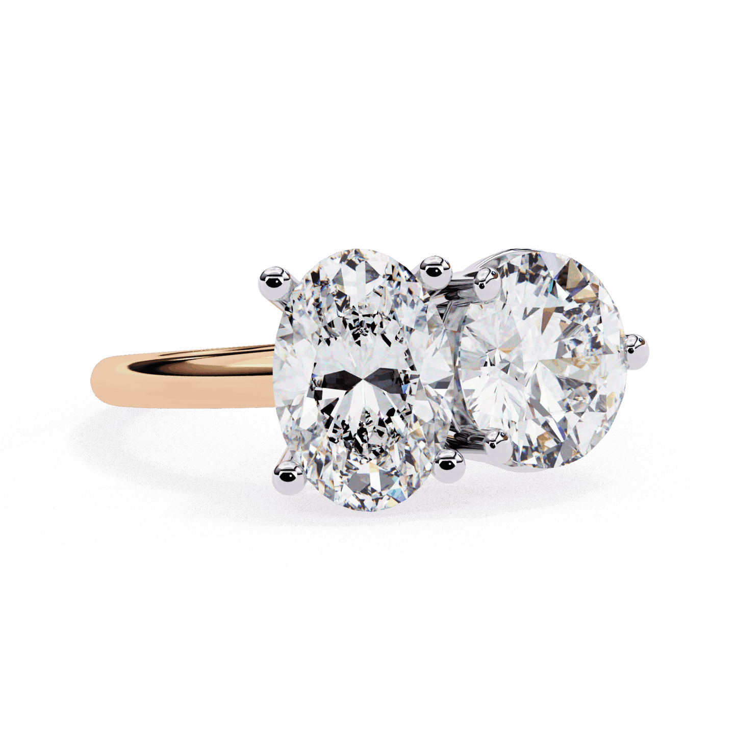 3.25 Carat Oval and Round Toi et Moi Solitaire in Moissanite | House of Estara