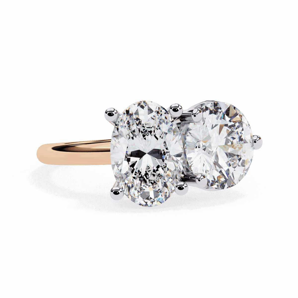 3.25 Carat Oval and Round Toi et Moi Solitaire in Moissanite | House of Estara