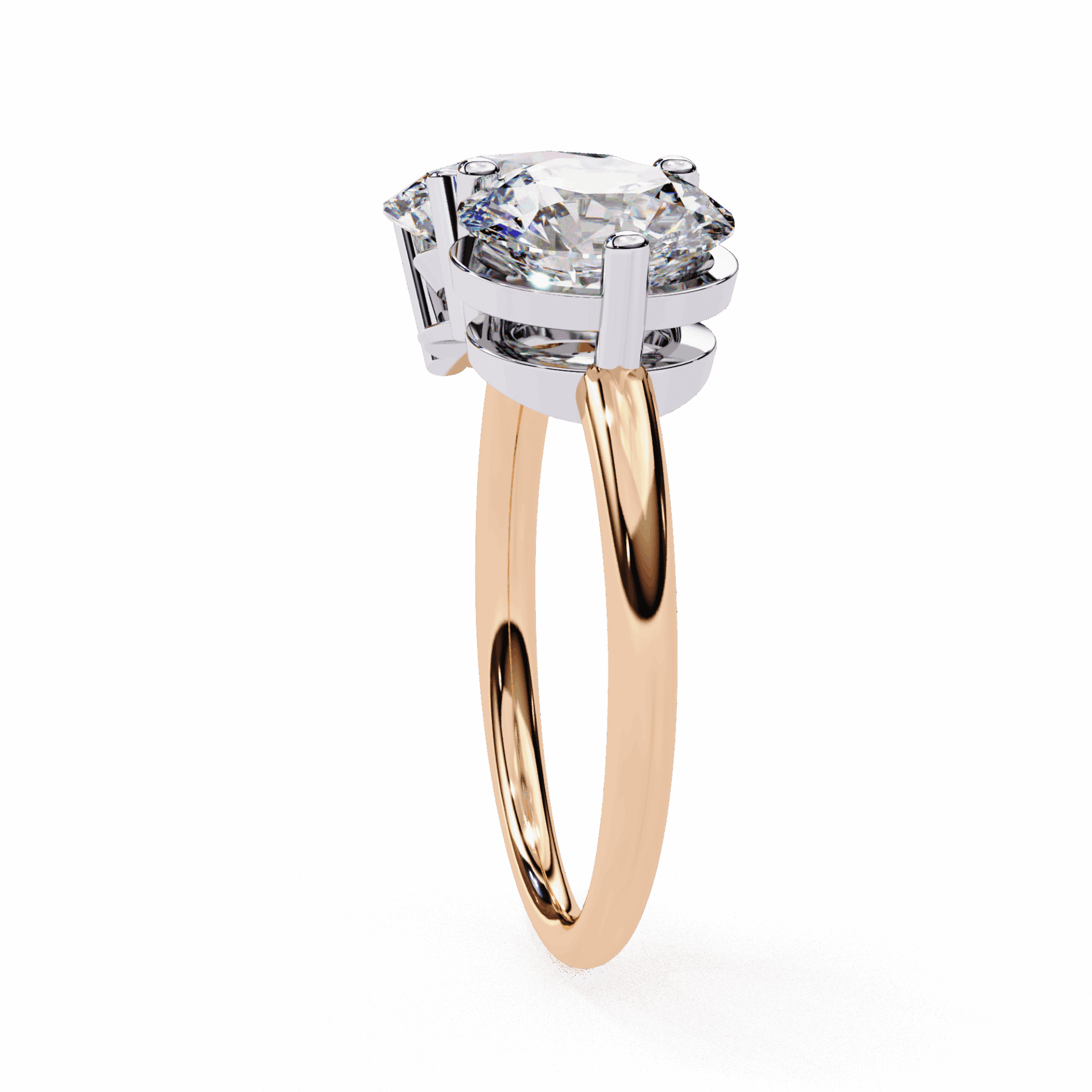 3.25 Carat Oval and Round Toi et Moi Solitaire in Moissanite | House of Estara