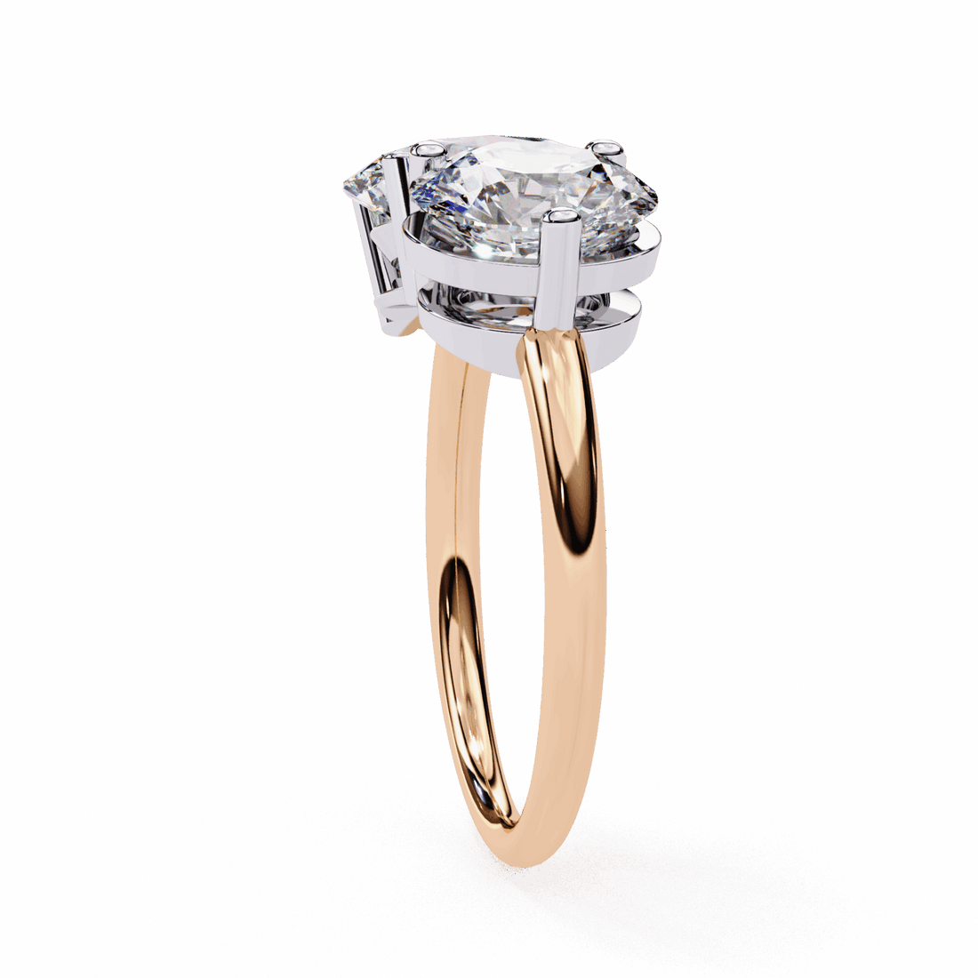 3.25 Carat Oval and Round Toi et Moi Solitaire in Moissanite | House of Estara