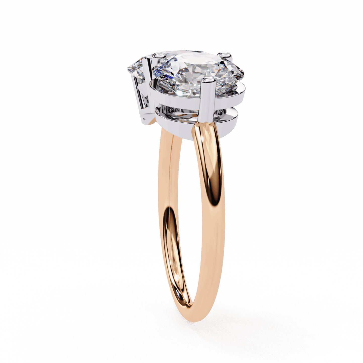 3.25 Carat Oval and Round Toi et Moi Solitaire in Moissanite | House of Estara