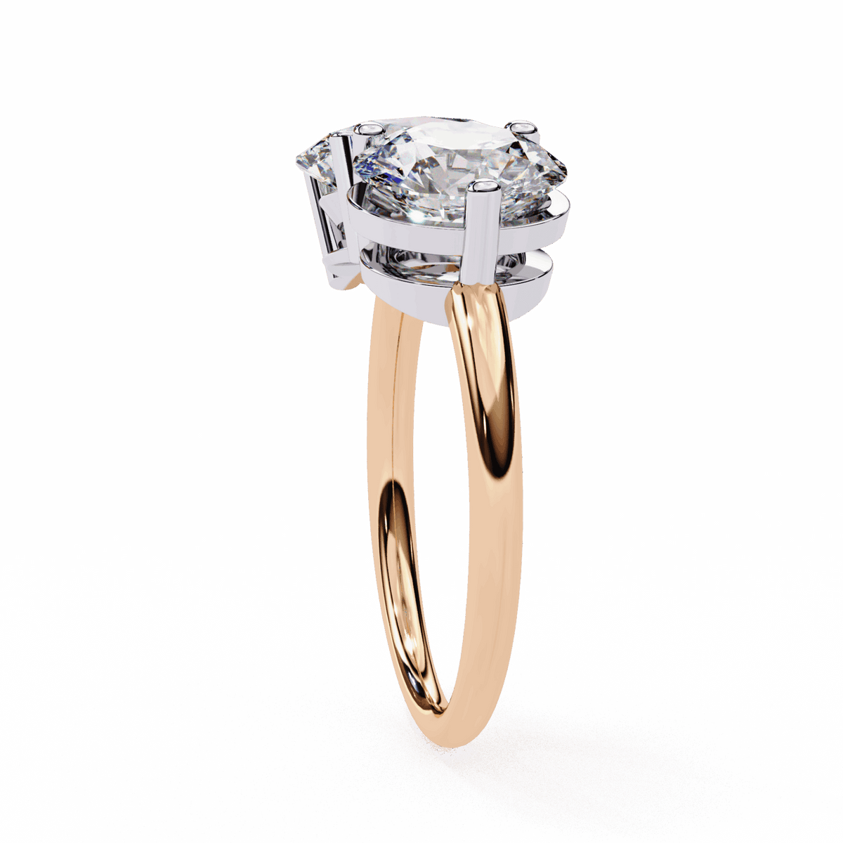 3.25 Carat Oval and Round Toi et Moi Solitaire in Moissanite | House of Estara
