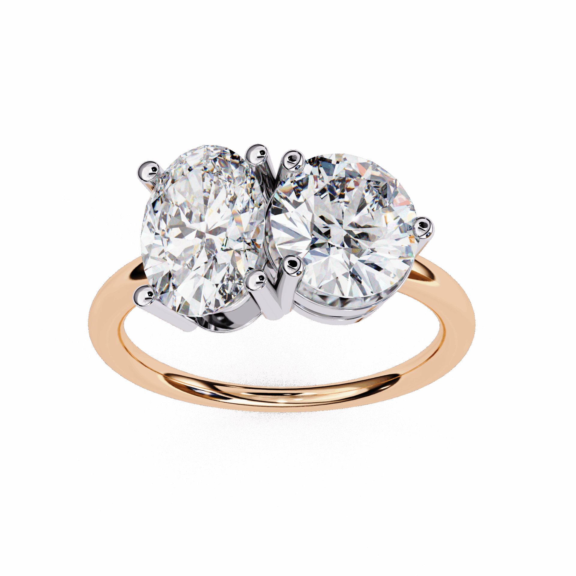 3.25 Carat Oval and Round Toi et Moi Solitaire in Moissanite | House of Estara