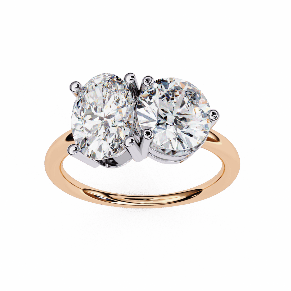 3.25 Carat Oval and Round Toi et Moi Solitaire in Moissanite | House of Estara
