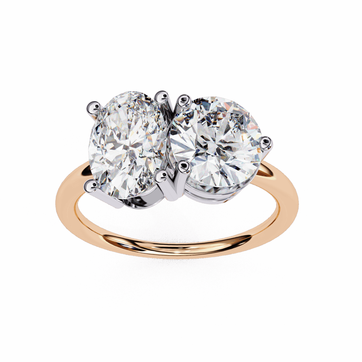 3.25 Carat Oval and Round Toi et Moi Solitaire in Moissanite | House of Estara