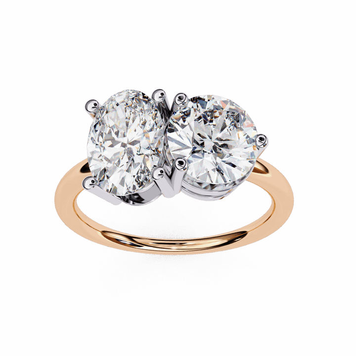 3.25 Carat Oval and Round Toi et Moi Solitaire in Moissanite | House of Estara