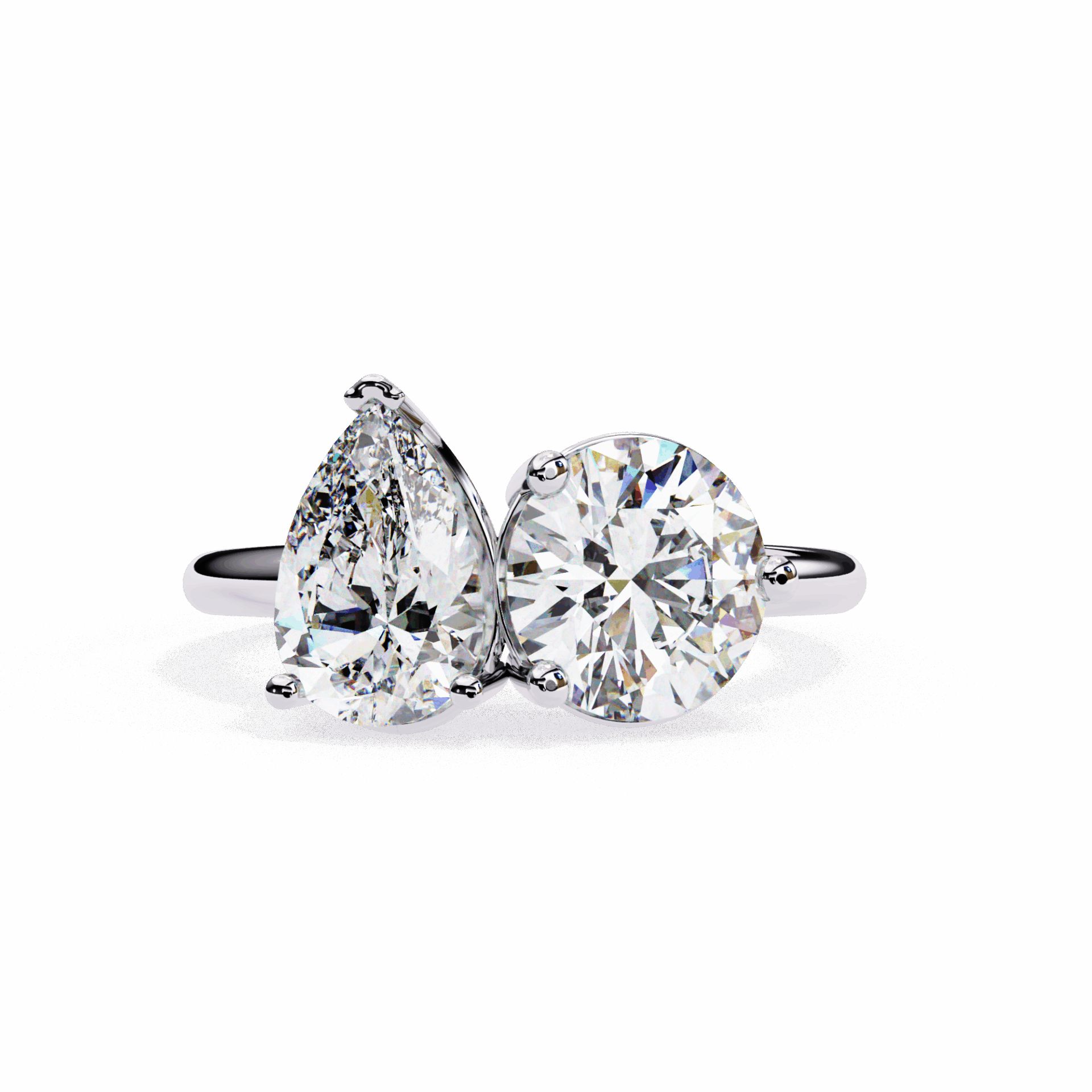 3.75 Carat Pear and Round Toi et Moi Solitaire in Moissanite | House of Estara