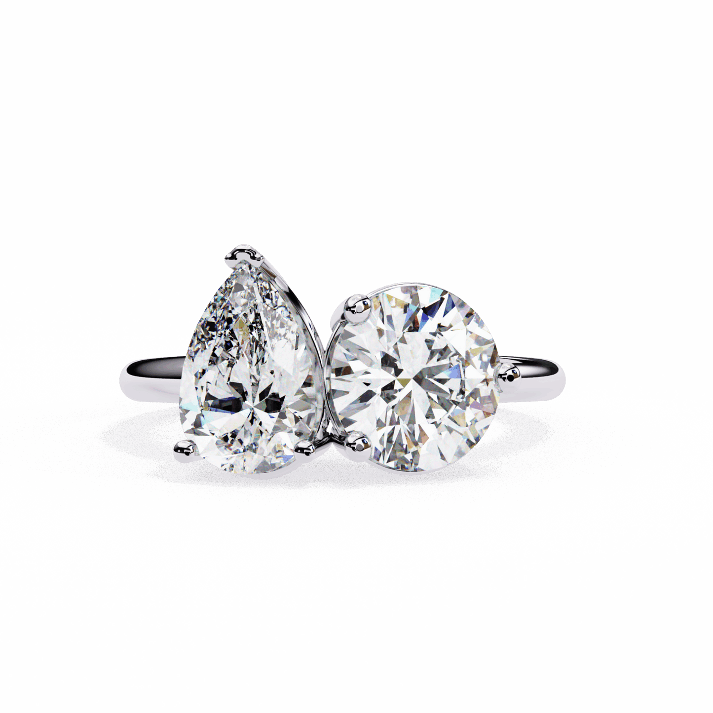 3.75 Carat Pear and Round Toi et Moi Solitaire in Moissanite | House of Estara