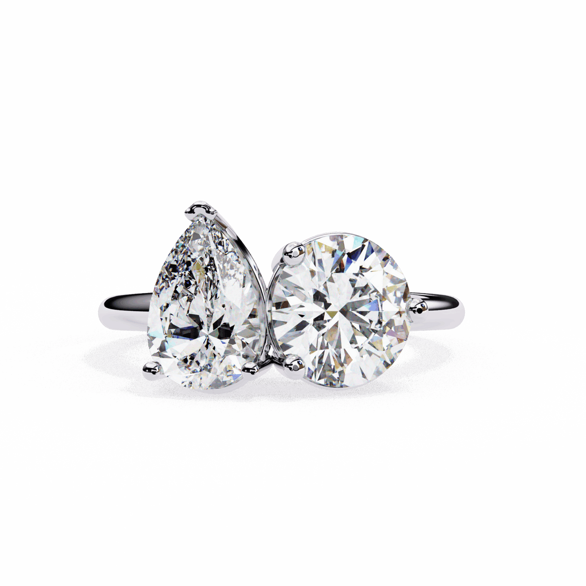 3.75 Carat Pear and Round Toi et Moi Solitaire in Moissanite | House of Estara