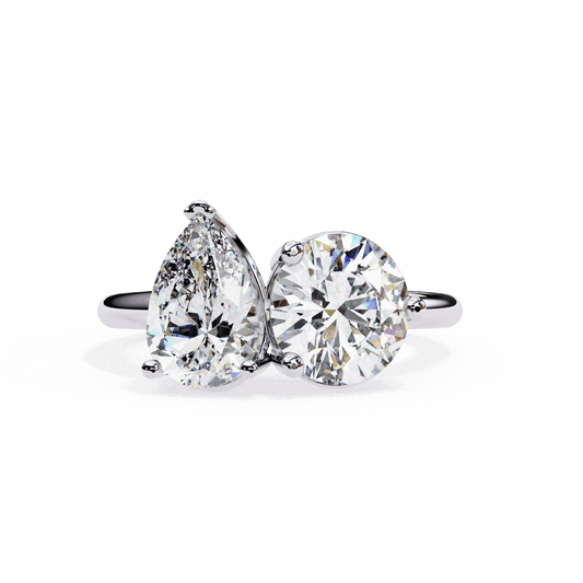 3.75 Carat Pear and Round Toi et Moi Solitaire in Moissanite | House of Estara