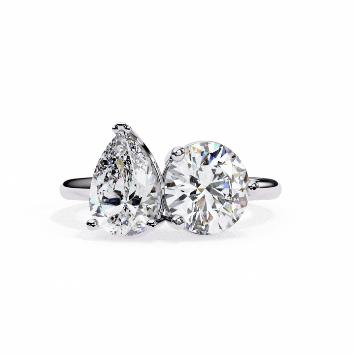 3.75 Carat Pear and Round Toi et Moi Solitaire in Moissanite | House of Estara
