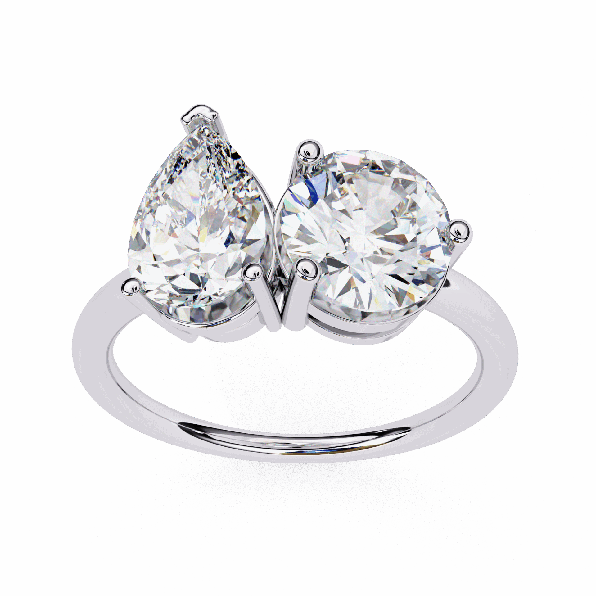 3.75 Carat Pear and Round Toi et Moi Solitaire in Moissanite | House of Estara