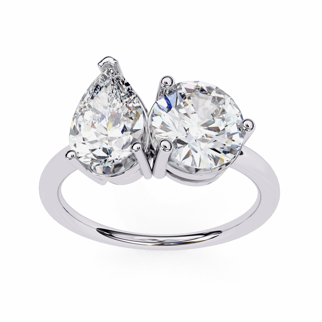 3.75 Carat Pear and Round Toi et Moi Solitaire in Moissanite | House of Estara