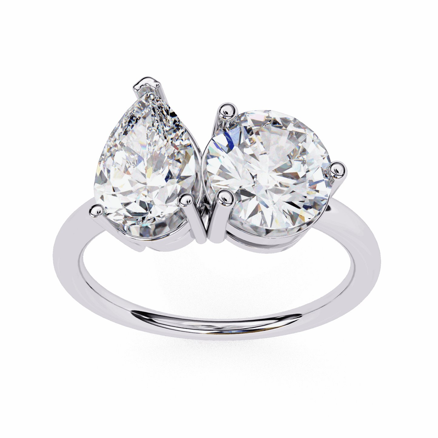 3.75 Carat Pear and Round Toi et Moi Solitaire in Moissanite | House of Estara