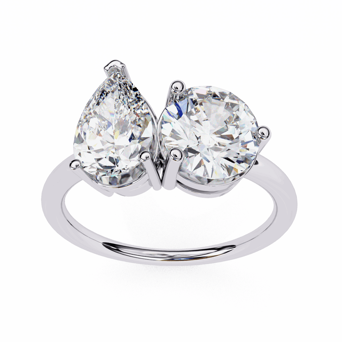 3.75 Carat Pear and Round Toi et Moi Solitaire in Moissanite | House of Estara
