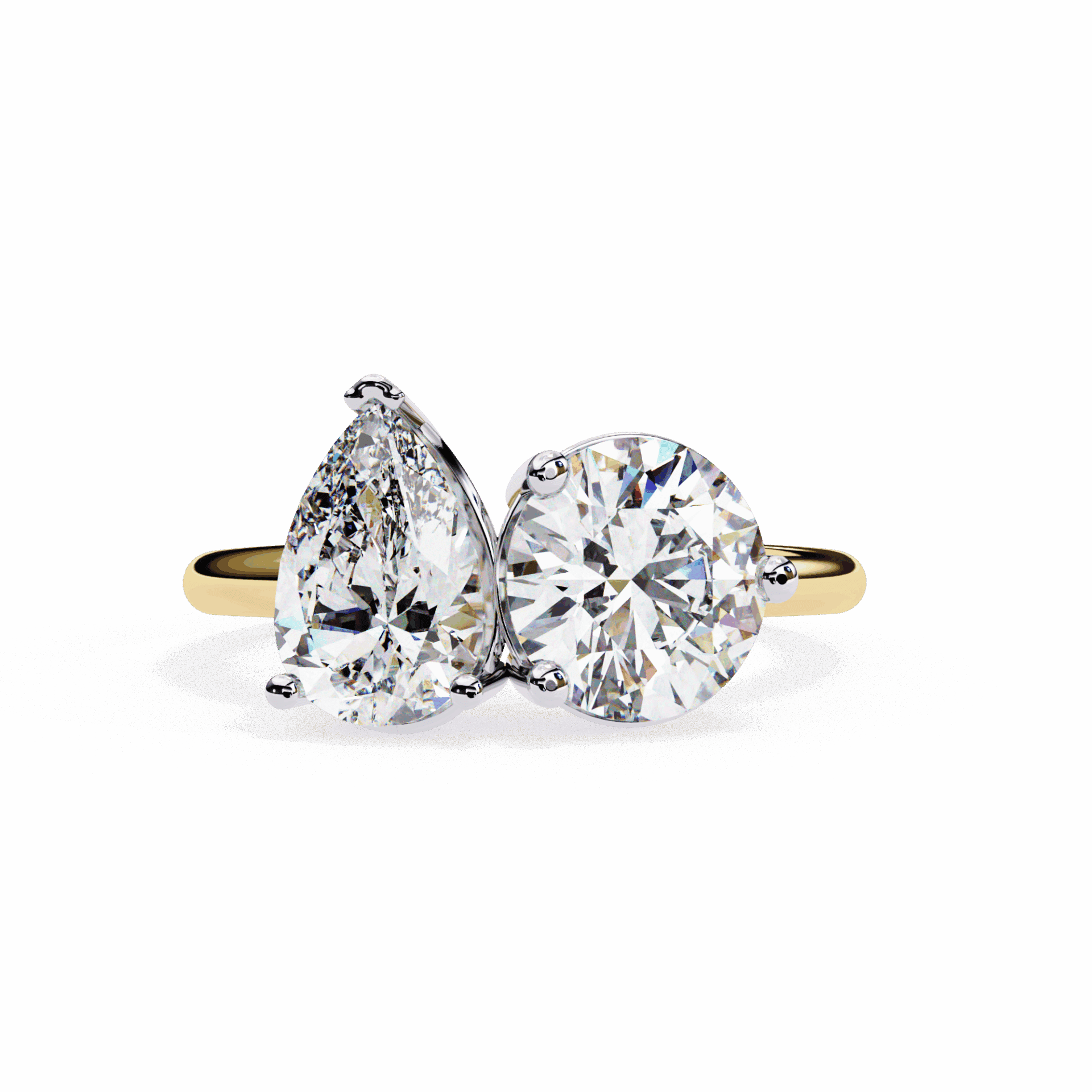 3.75 Carat Pear and Round Toi et Moi Solitaire in Moissanite | House of Estara