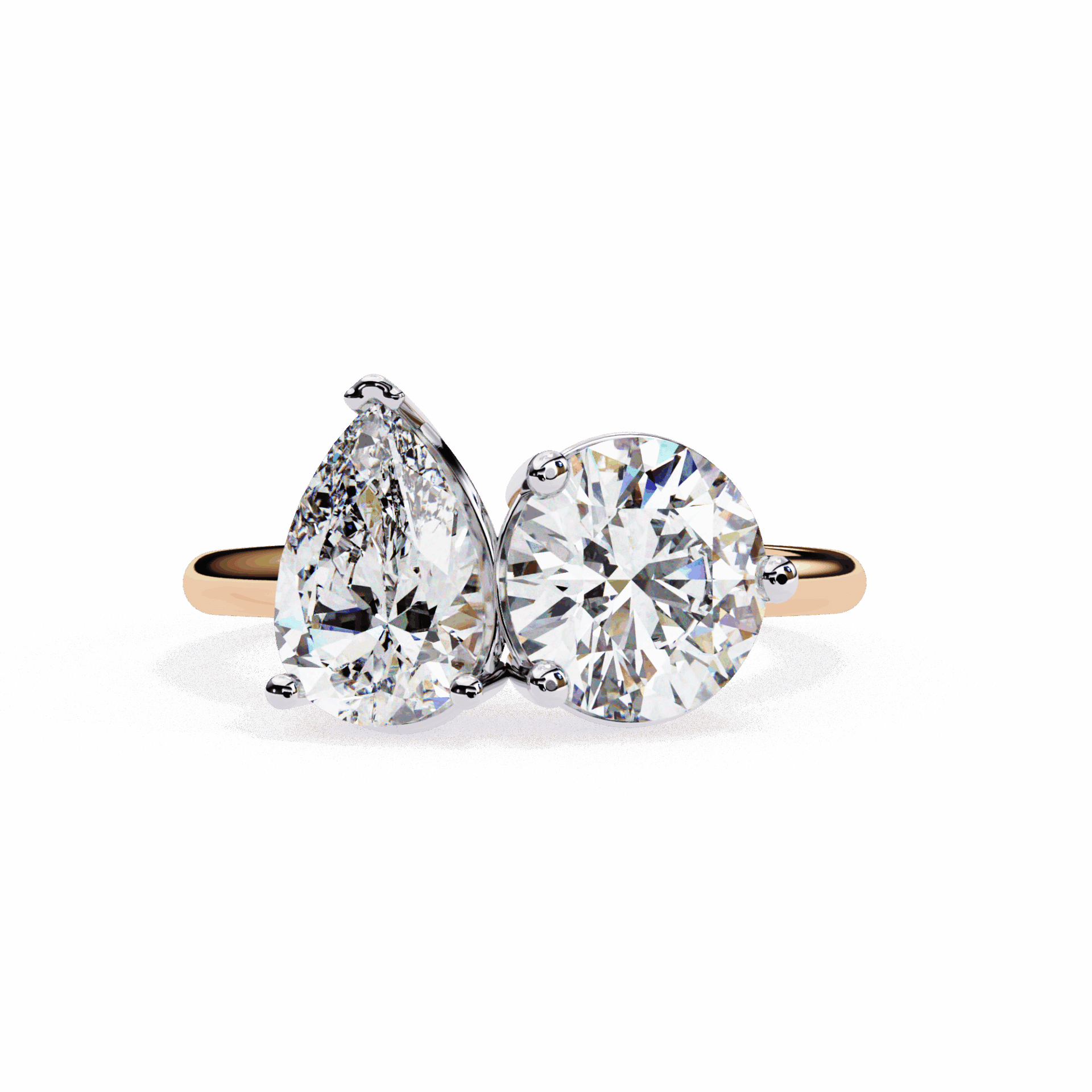 3.75 Carat Pear and Round Toi et Moi Solitaire in Moissanite | House of Estara