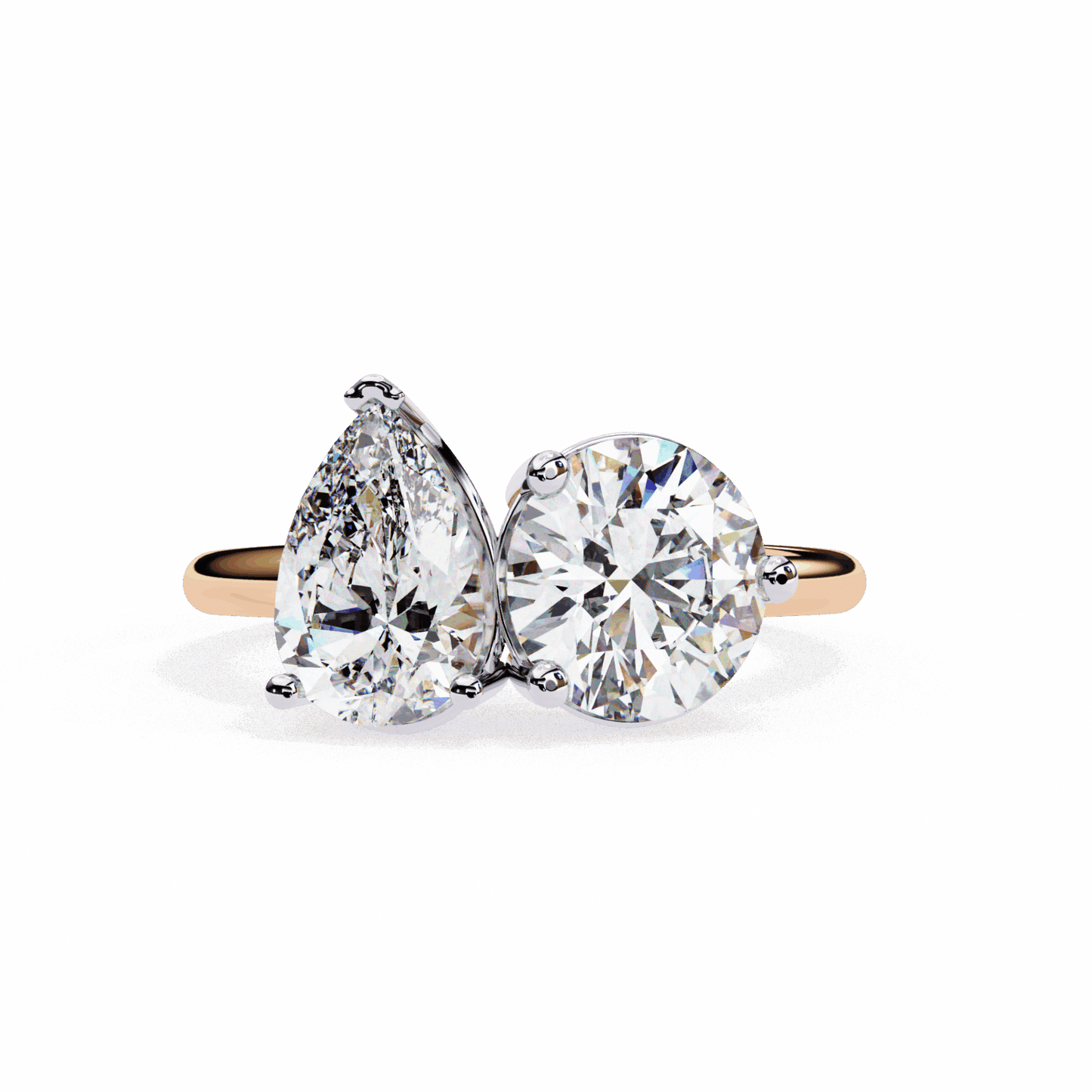 3.75 Carat Pear and Round Toi et Moi Solitaire in Moissanite | House of Estara
