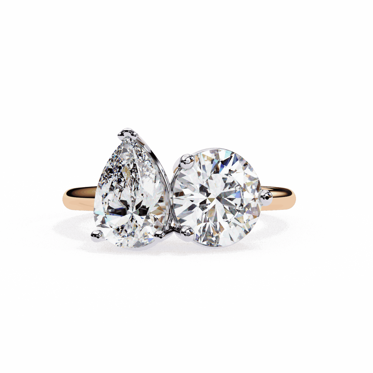 3.75 Carat Pear and Round Toi et Moi Solitaire in Moissanite | House of Estara