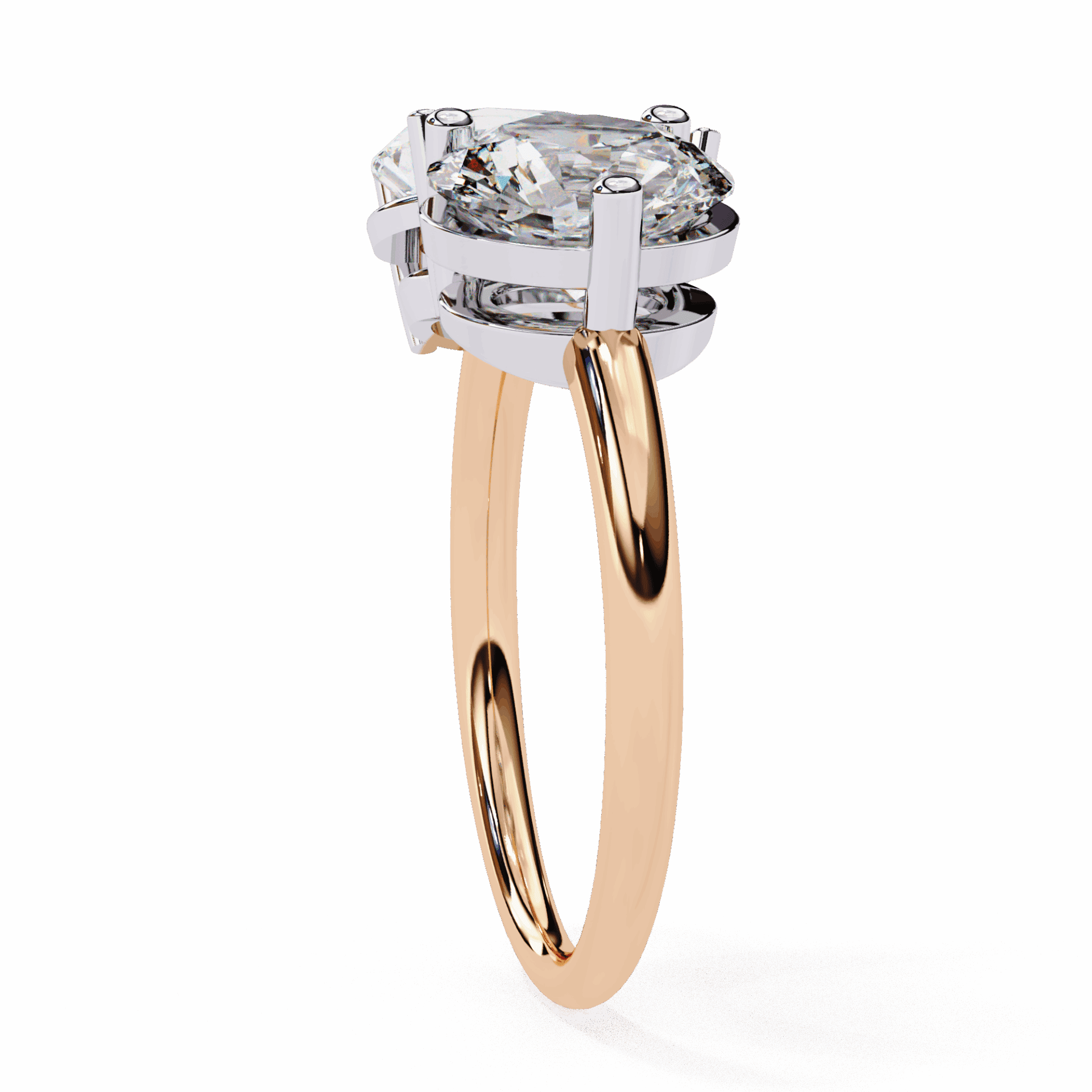 3.75 Carat Pear and Round Toi et Moi Solitaire in Moissanite | House of Estara