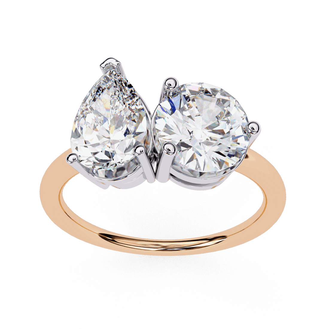 3.75 Carat Pear and Round Toi et Moi Solitaire in Moissanite | House of Estara