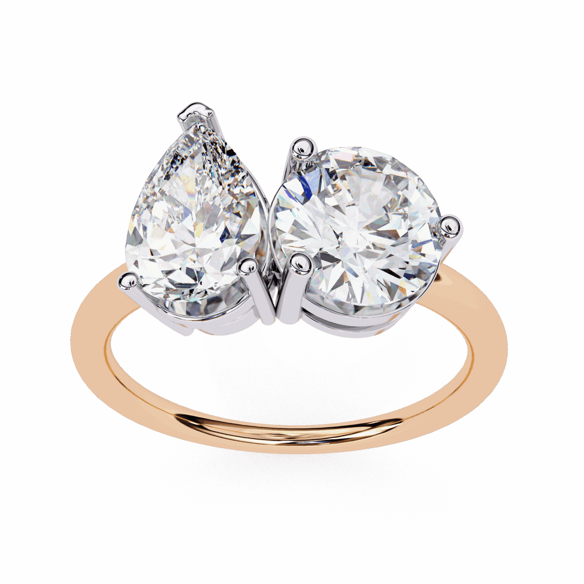 3.75 Carat Pear and Round Toi et Moi Solitaire in Moissanite | House of Estara